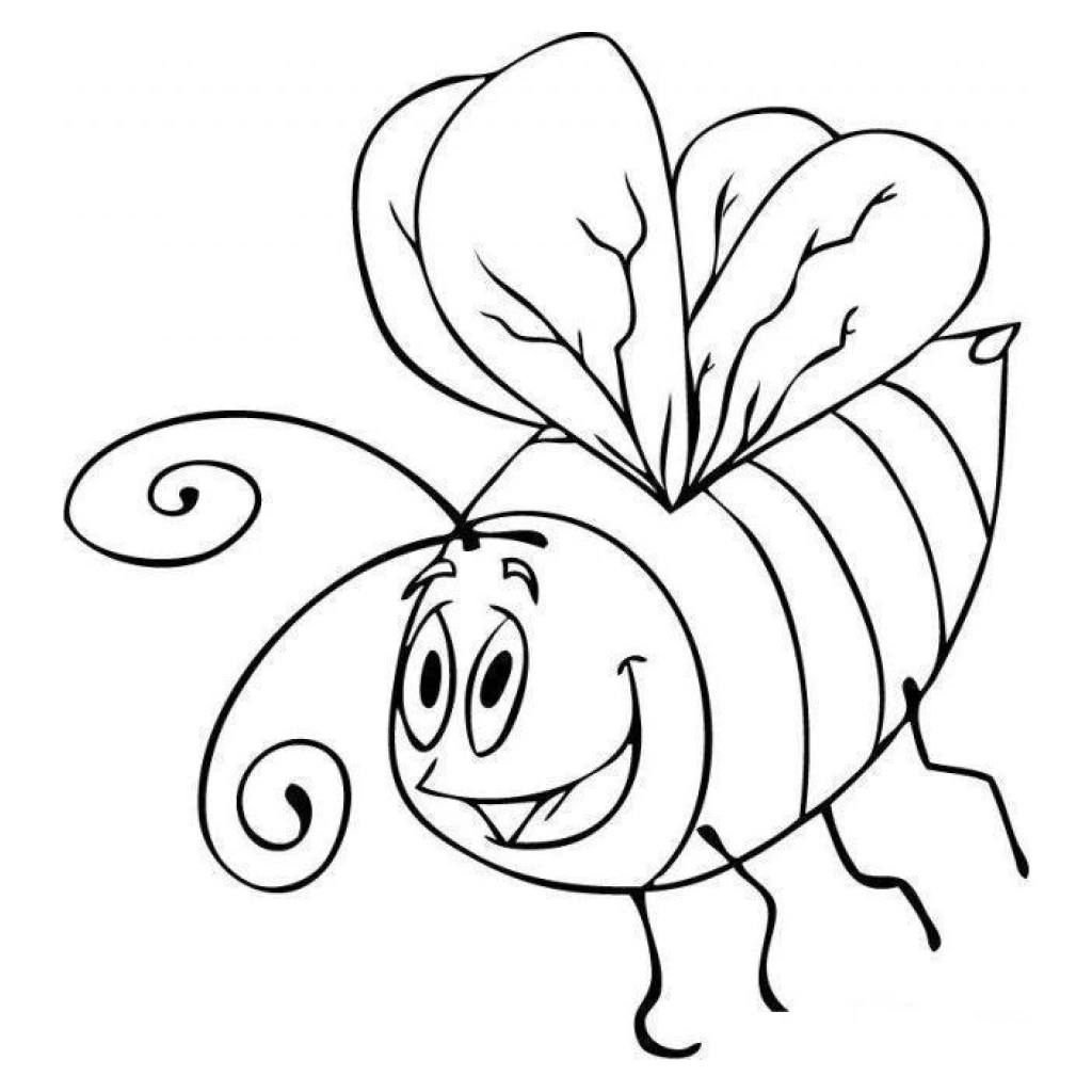 Dibujo de Abeja Feliz para colorear e imprimir gratis