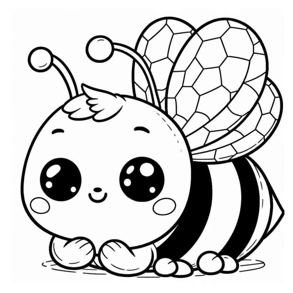 Desenho de Abelha Fofa para colorir e imprimir grátis
