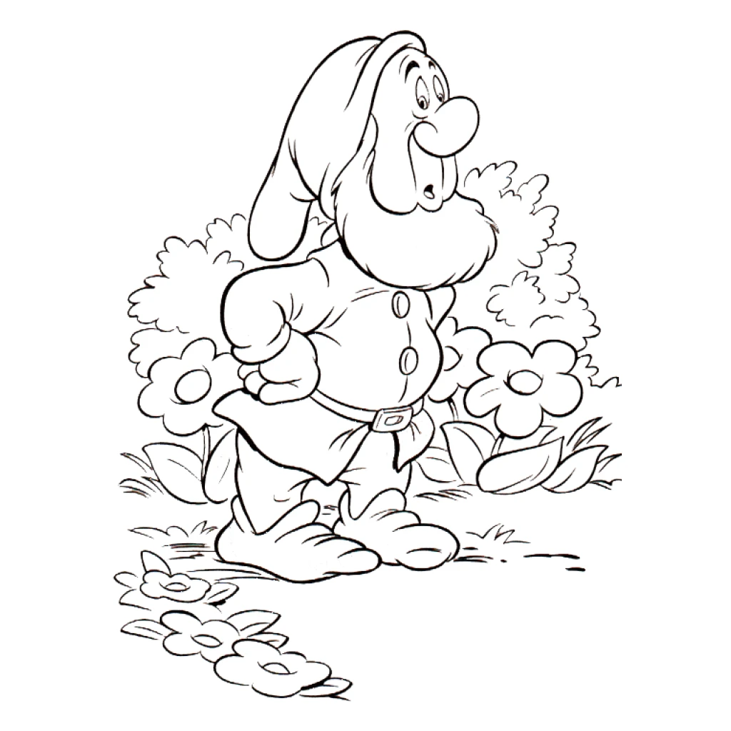 Happy Dwarf coloring page to print for free