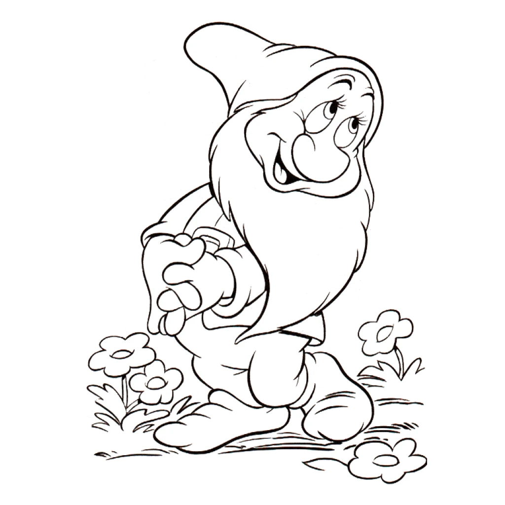 Happy Dwarf coloring page to print for free