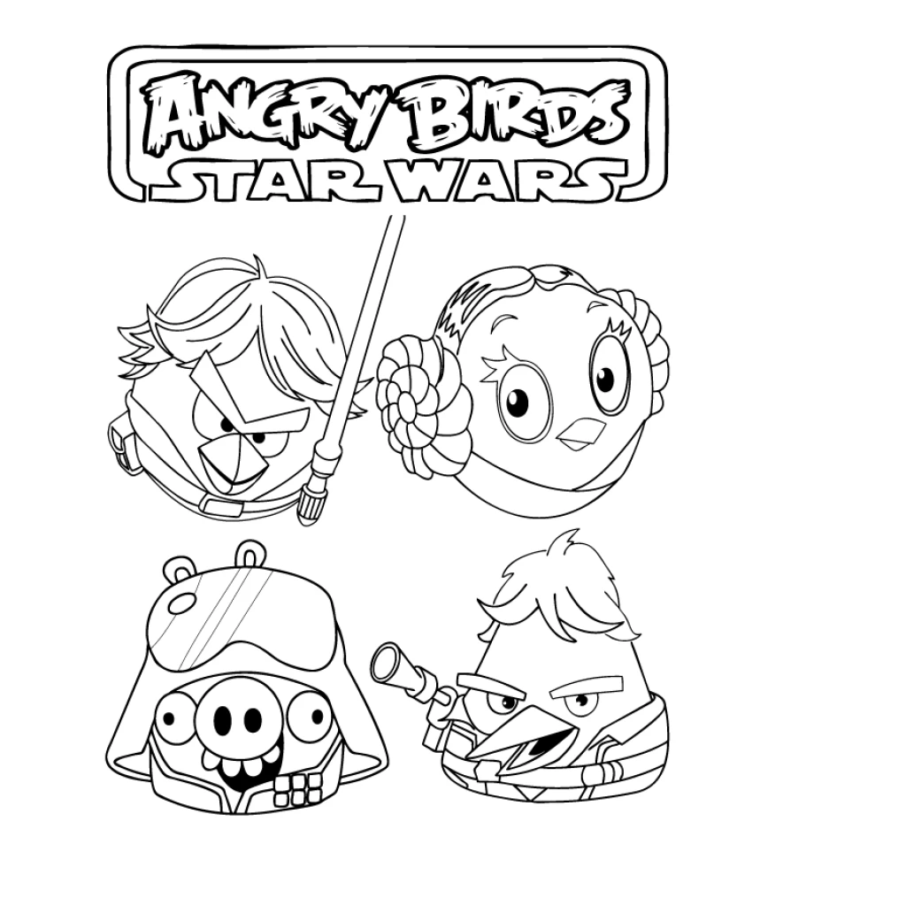 Dibujo de Angry Birds Star Wars para colorear e imprimir gratis