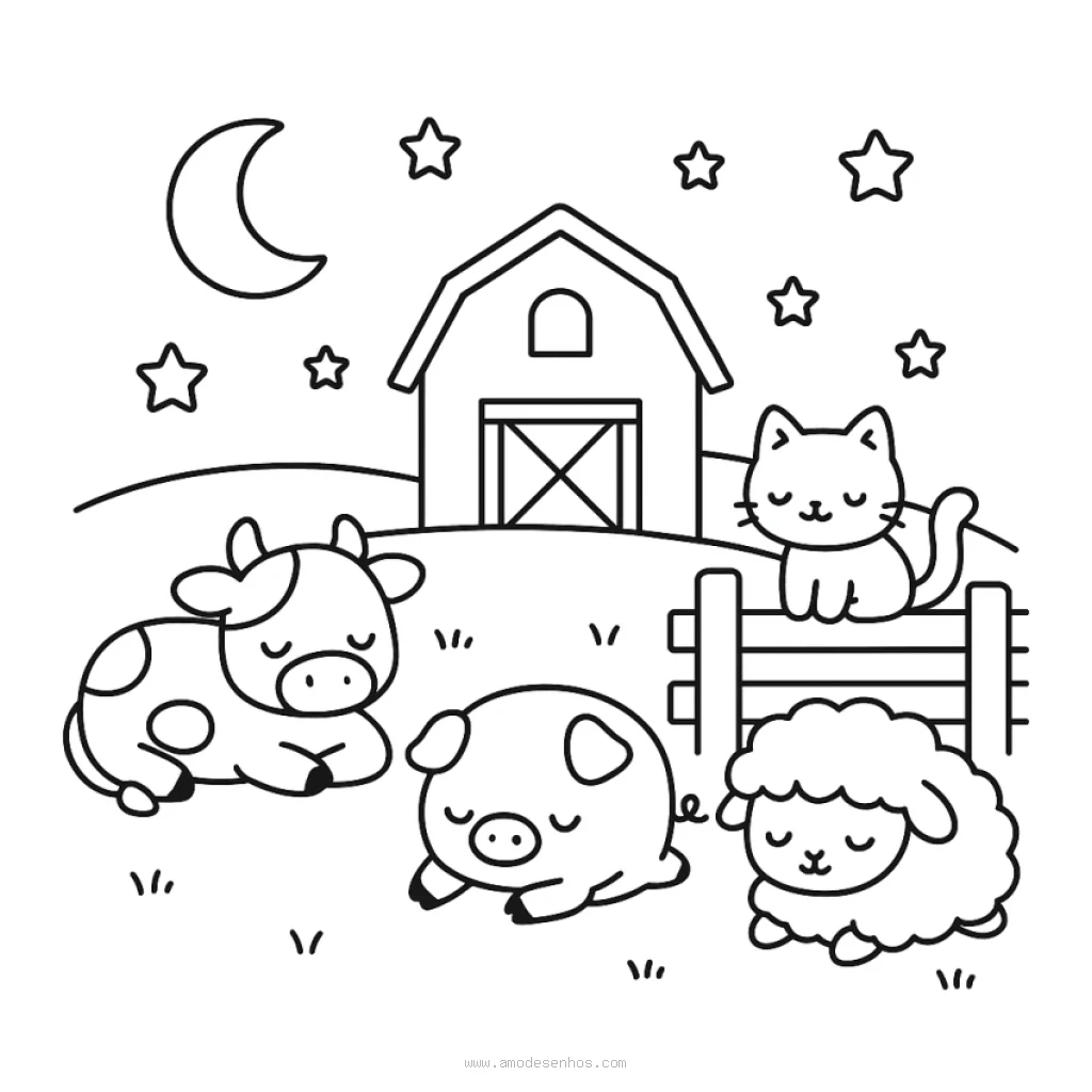 Farm Animals coloring page to print for free
