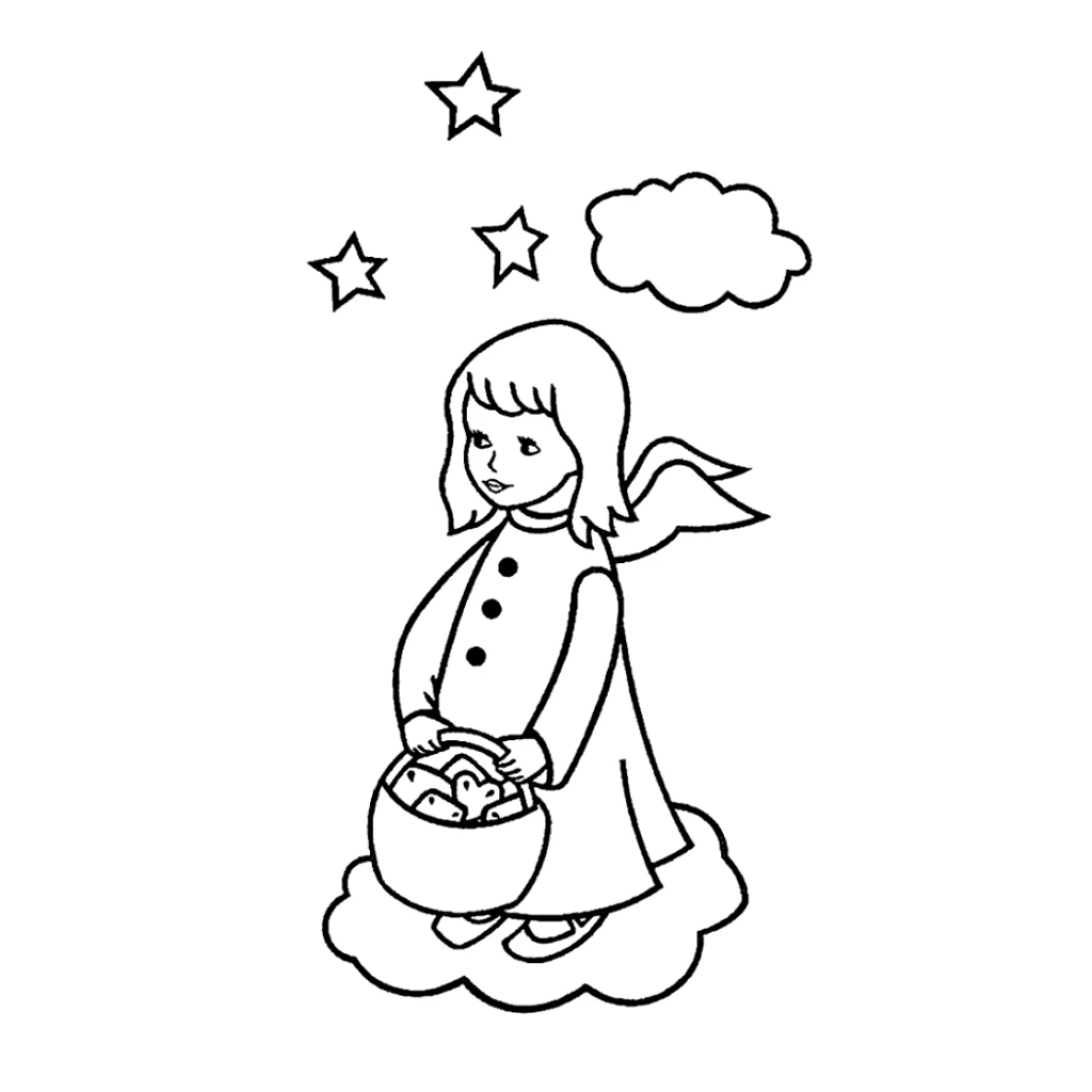 Desenho de Anjo Com Estrelas para colorir e imprimir grátis