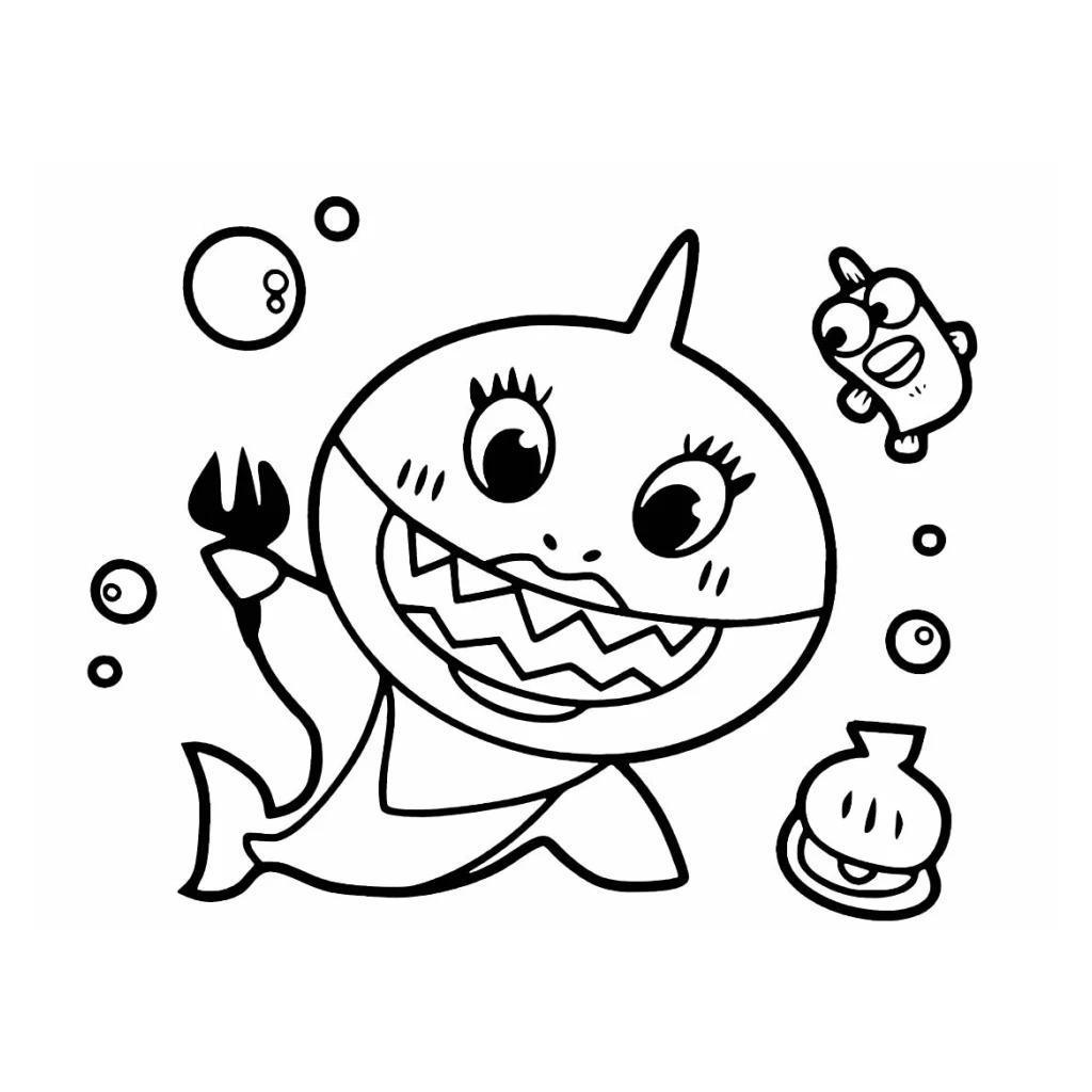 Dibujo de Del Tiburón Baby Shark para colorear e imprimir gratis