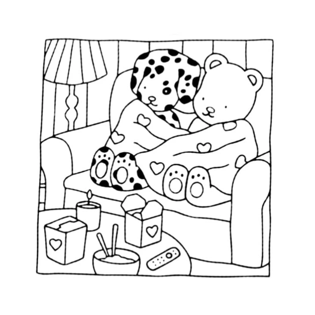 bobbie goods cozy on the Sofa coloring page to print for free