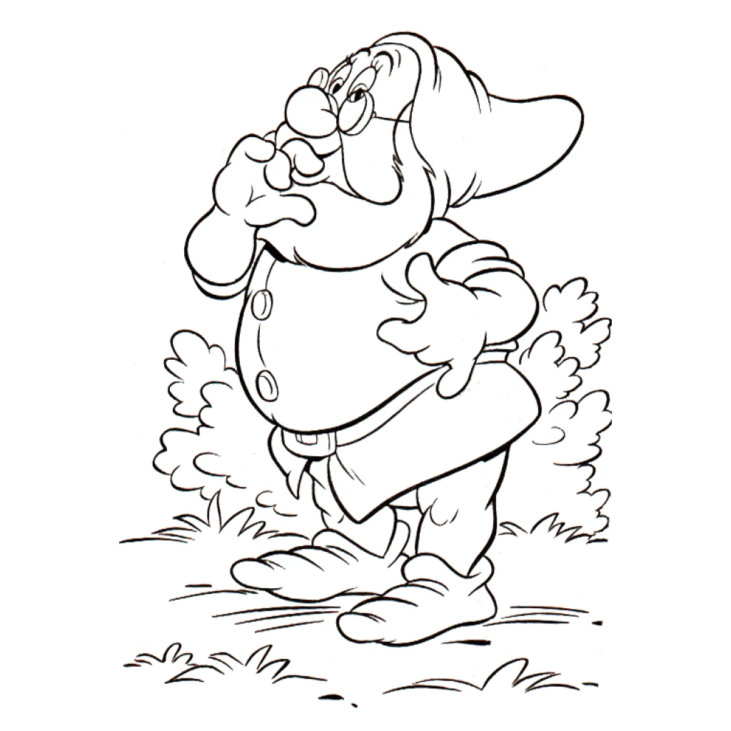 Thoughtful Dwarf coloring page to print for free