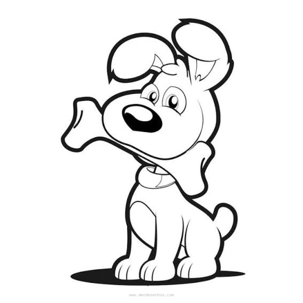 Desenho de Cachorro Com Osso para colorir e imprimir grátis