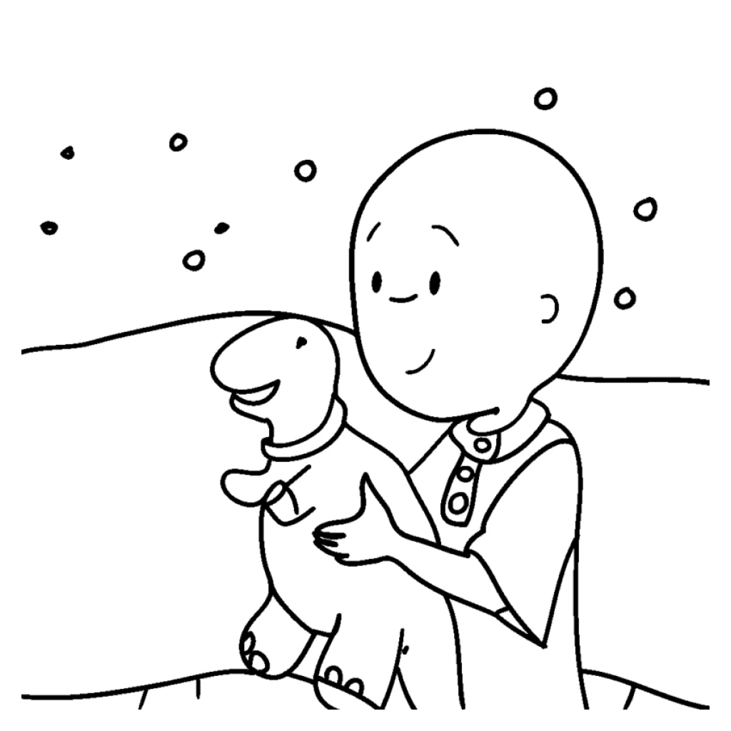 Desenho de Caillou E Seu Cachorro para colorir e imprimir grátis