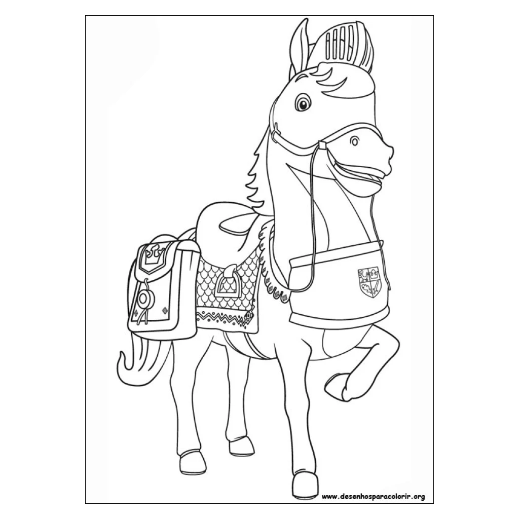 Horse with saddle for riding coloring page to print for free