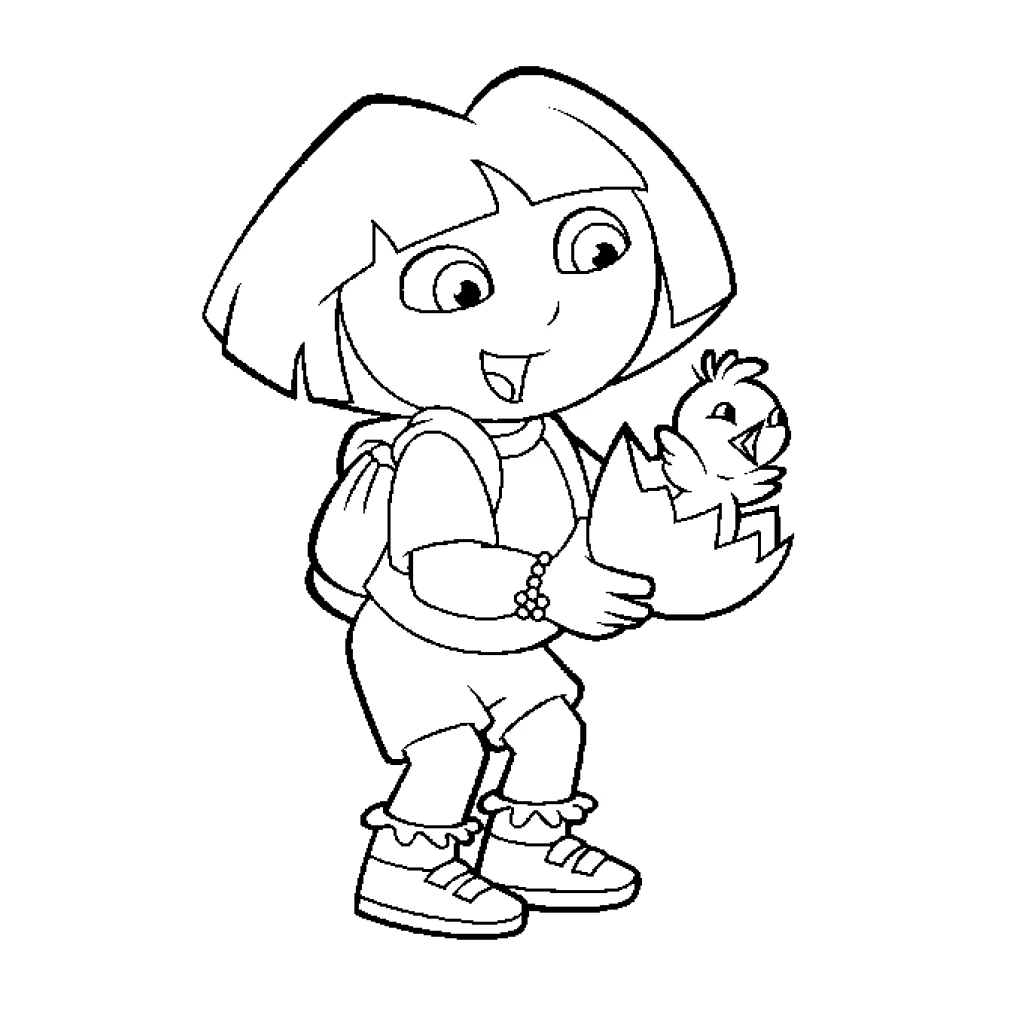 Dora The Explorer With Easter Egg coloring page to print for free