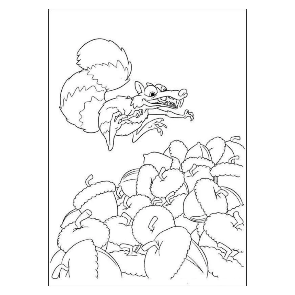 Squirrel And Its Nuts coloring page to print for free