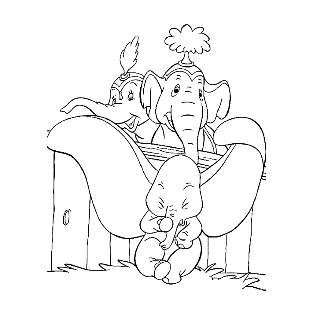 Dibujo de Familia Elefante Dumbo para colorear e imprimir gratis