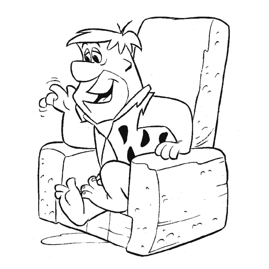 Fred Flintstone on the sofa coloring page to print for free