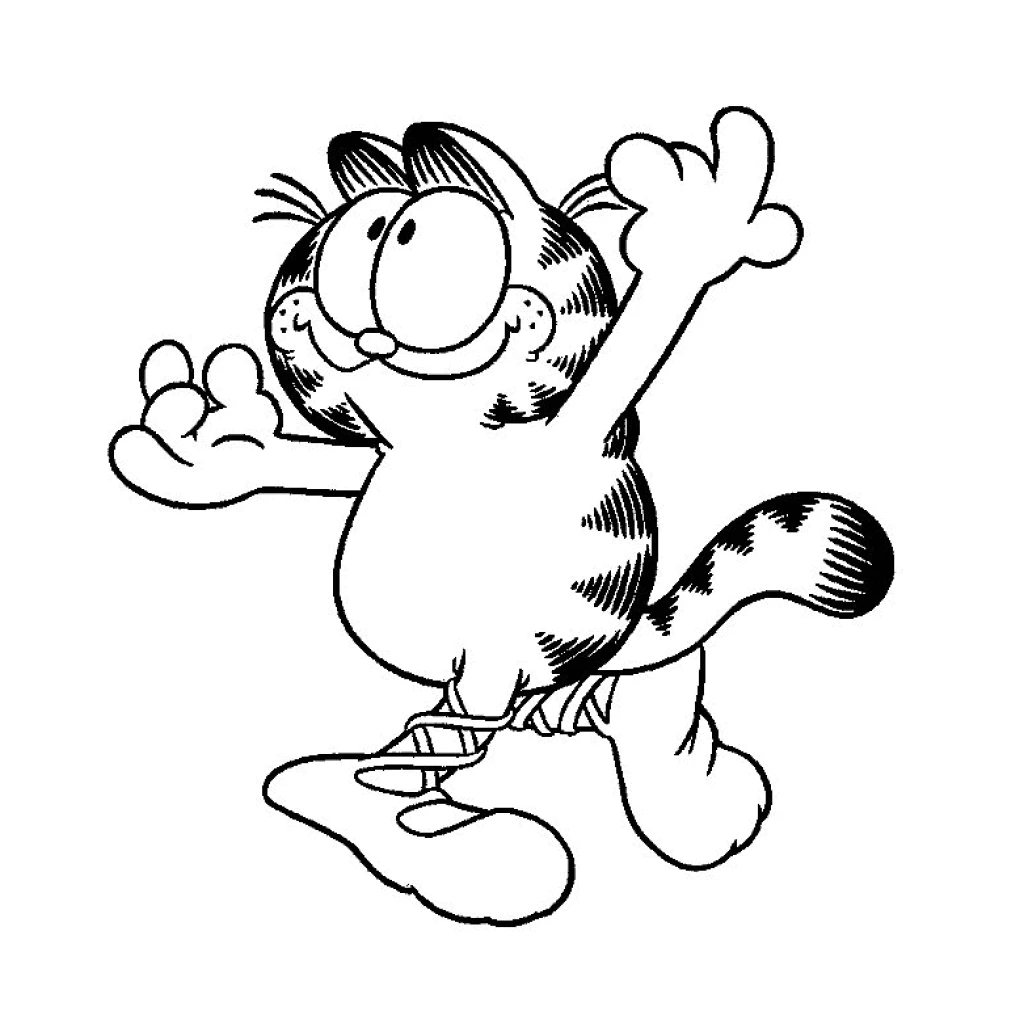 Cheerful Garfield coloring page to print for free