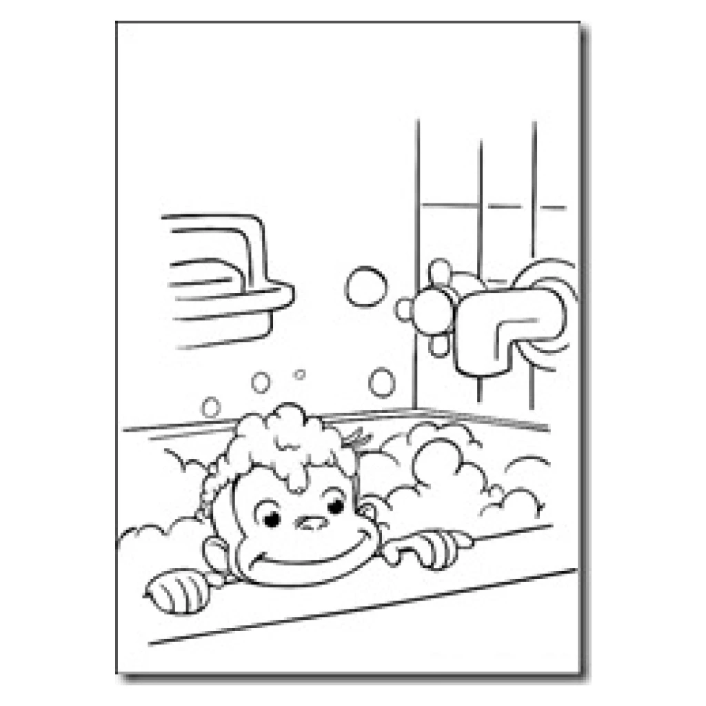 Desenho de Macaco Divertido No Banho para colorir e imprimir grátis