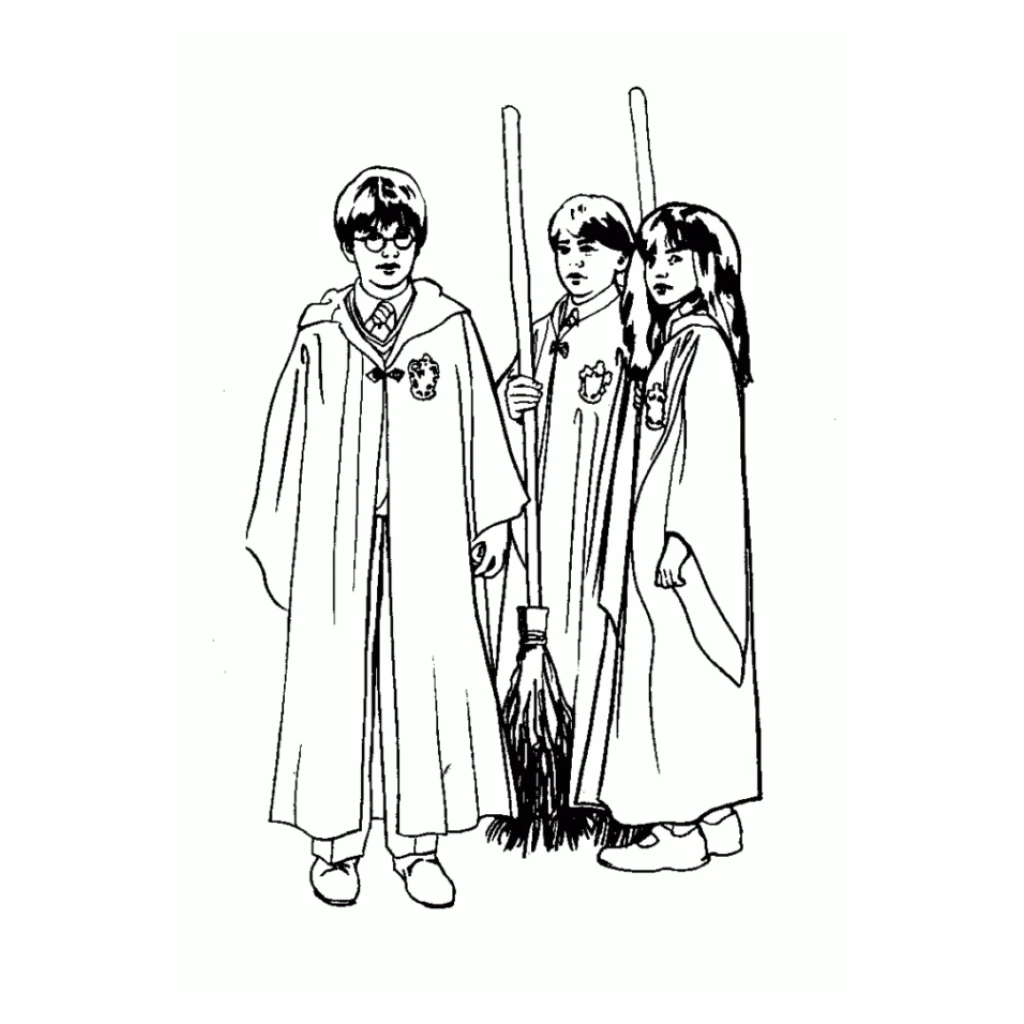 Wizards At Hogwarts coloring page to print for free