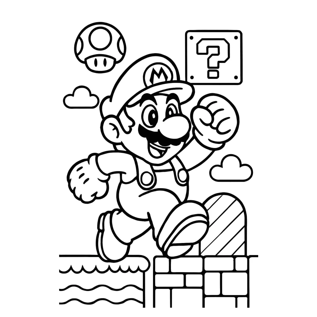 Desenho de Mario Saltando para colorir e imprimir grátis