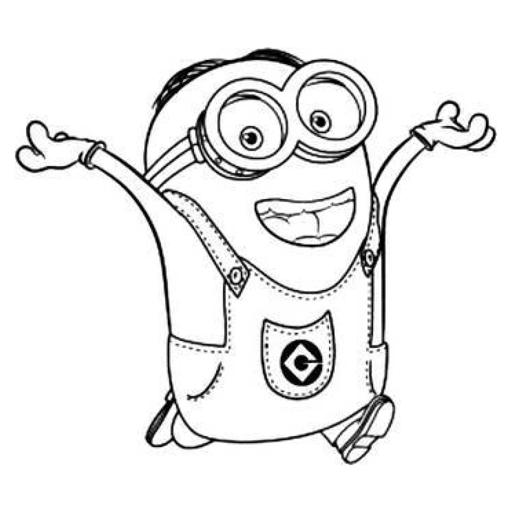 Happy Minion coloring page to print for free
