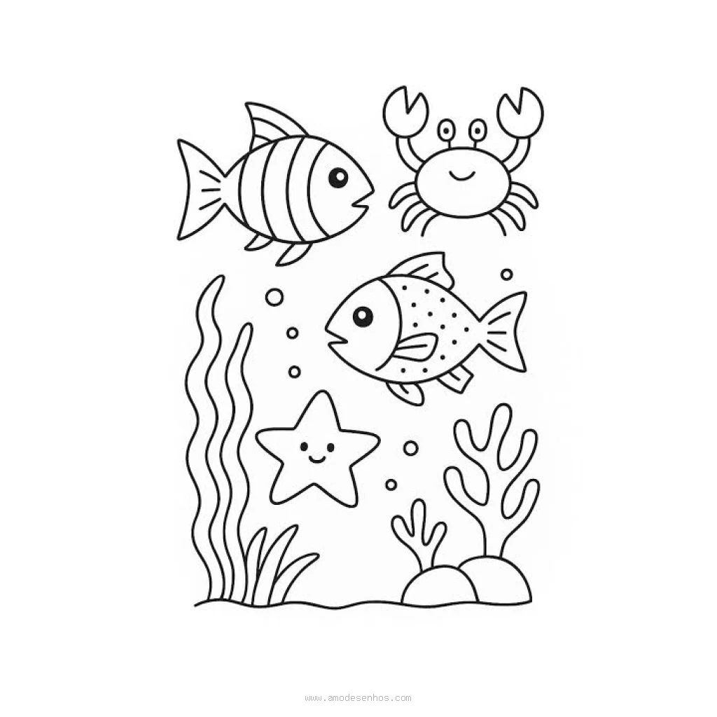 Fish And Marine Life coloring page to print for free