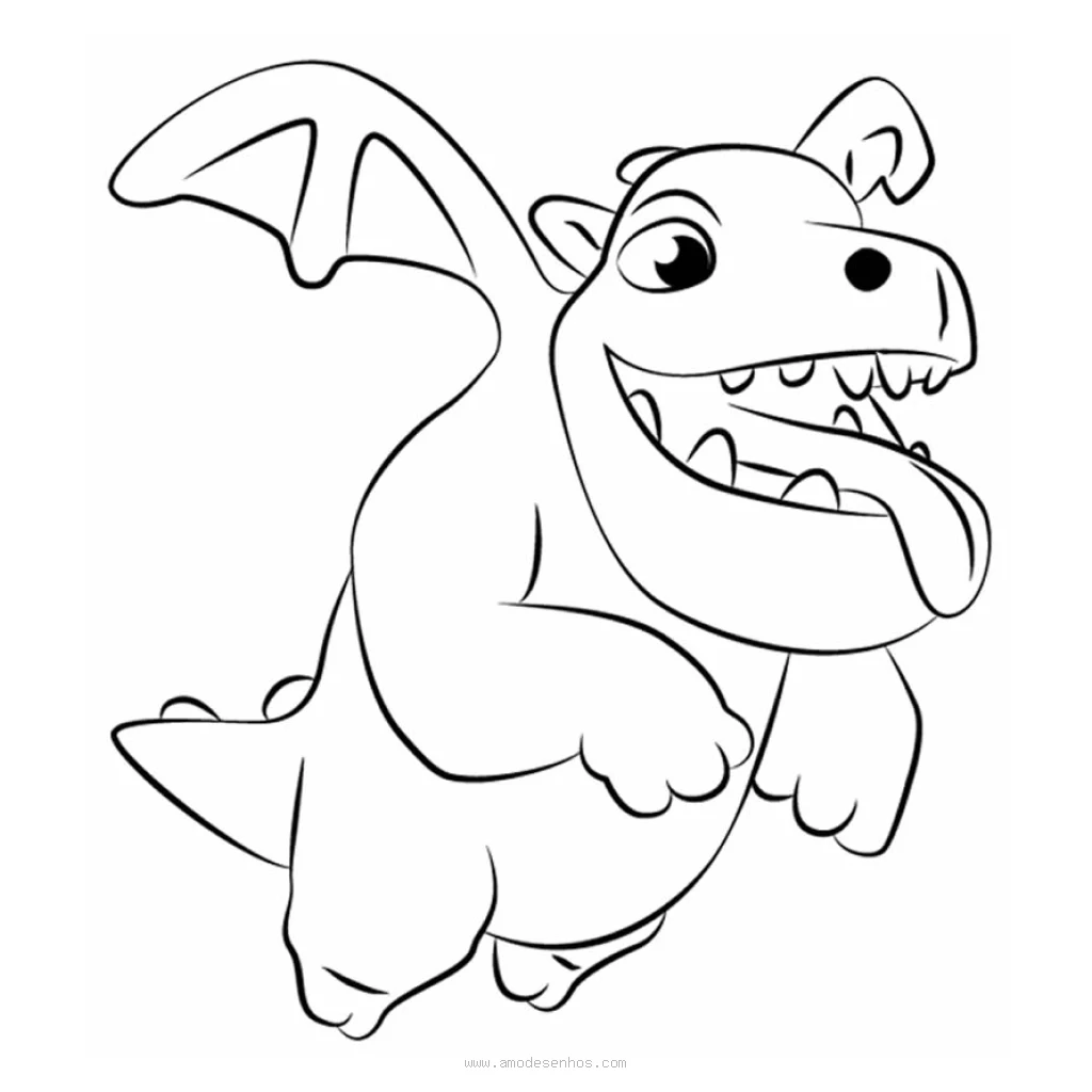 Desenho de Personagem Bebê Dragão do Clash Royale para colorir e imprimir grátis