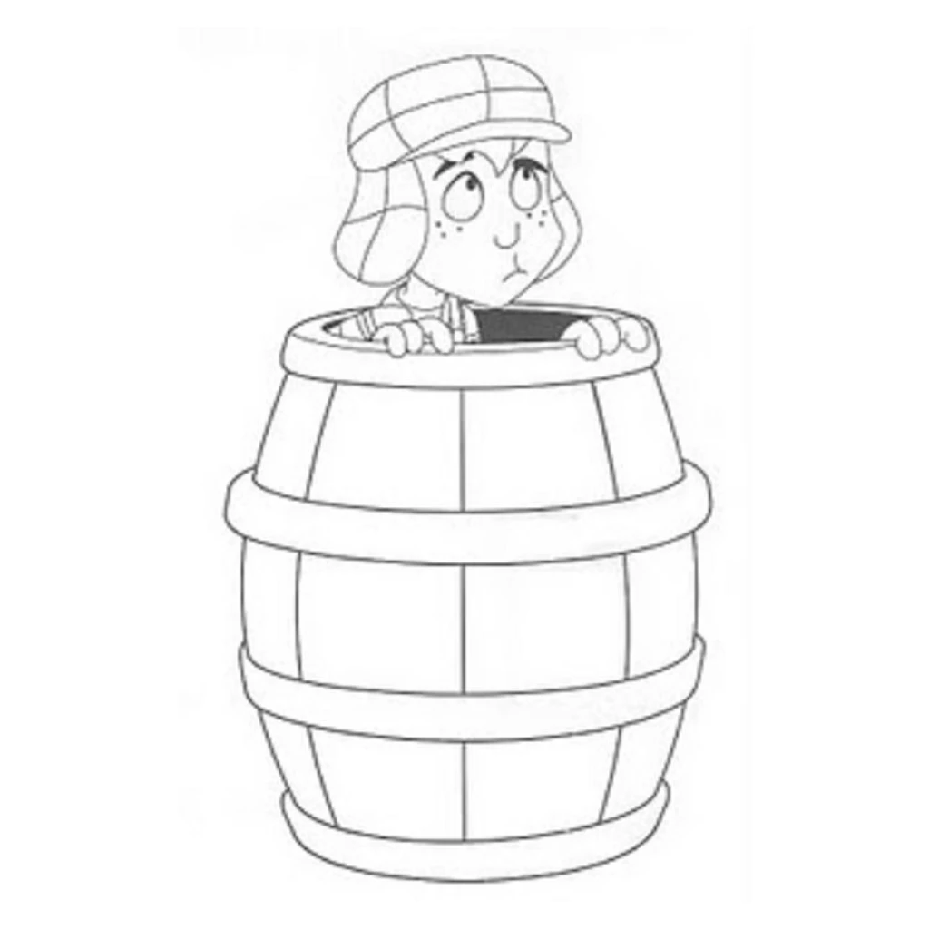 Dibujo de Personaje Chaves en el Barril para colorear e imprimir gratis