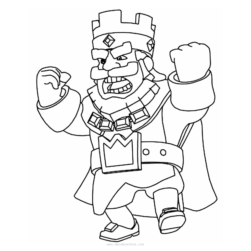 Angry Clash Royale King Character coloring page to print for free
