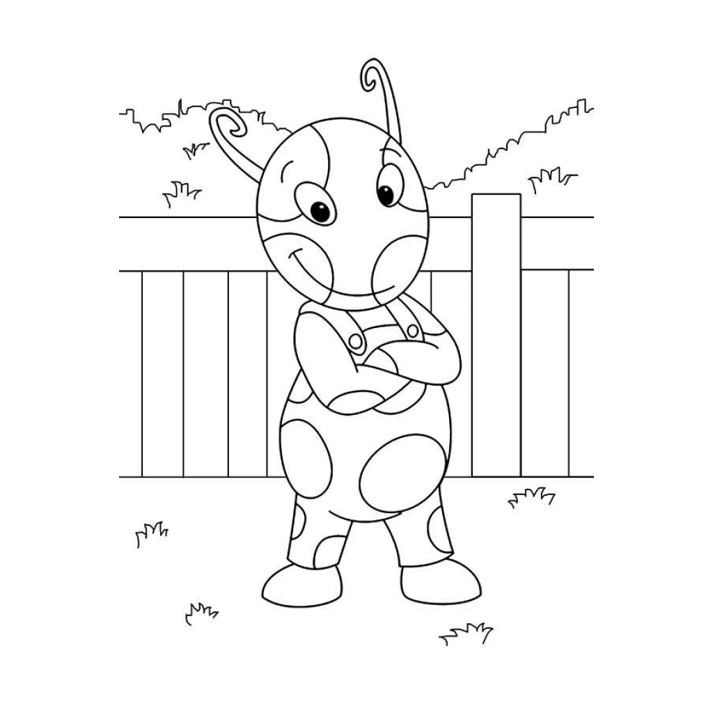 Uniqua Character from Backyardigans in the backyard coloring page to print for free