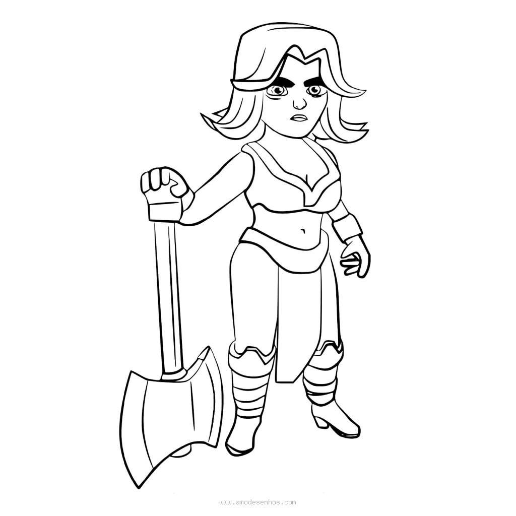 Valkyrie Character from Clash Royale coloring page to print for free