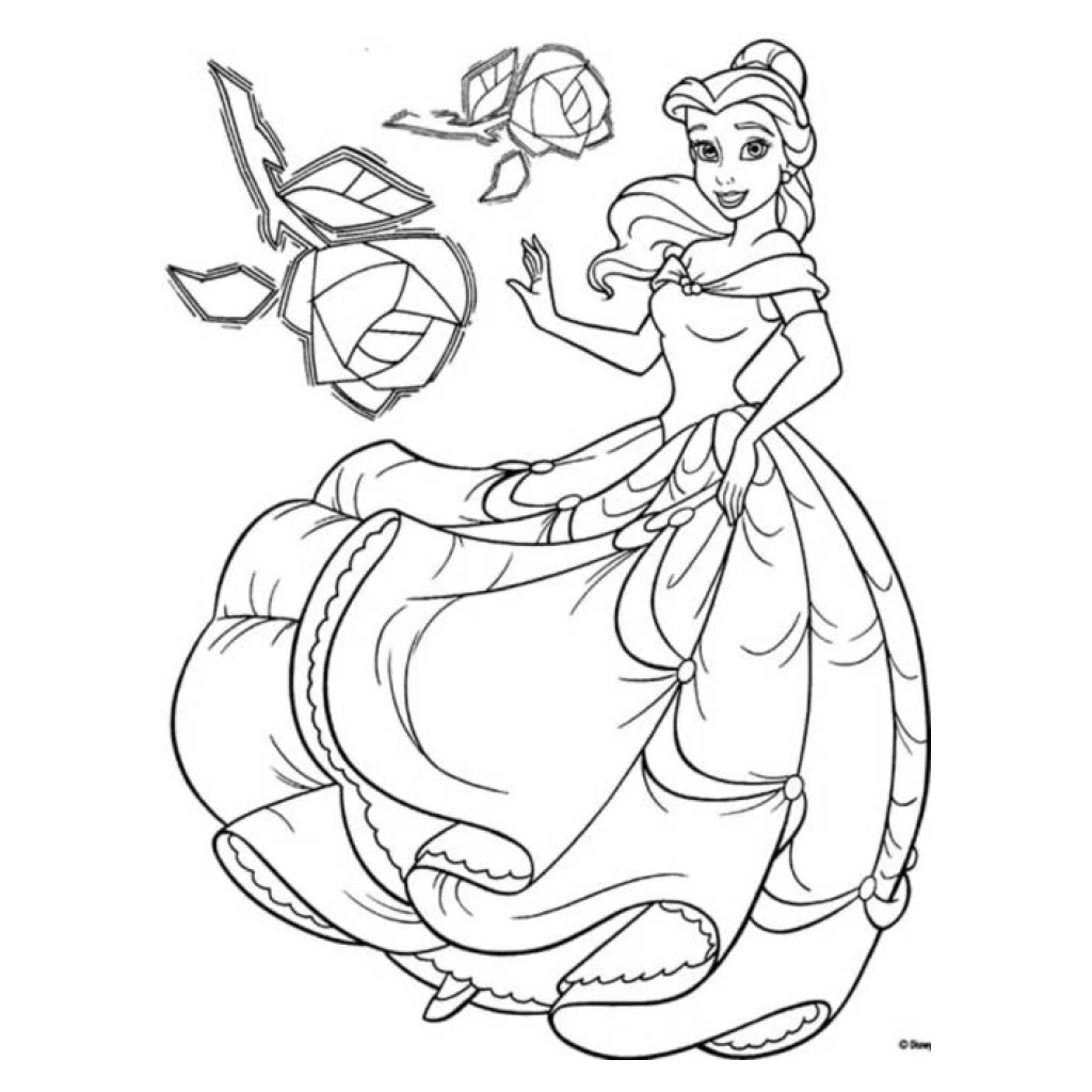 Desenho de Princesa Com Rosas para colorir e imprimir grátis
