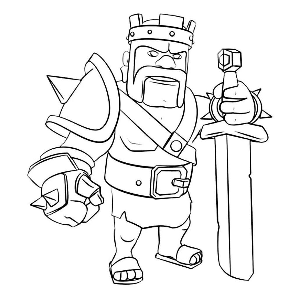 Desenho de Rei do clash royale segurando espada para colorir e imprimir grátis