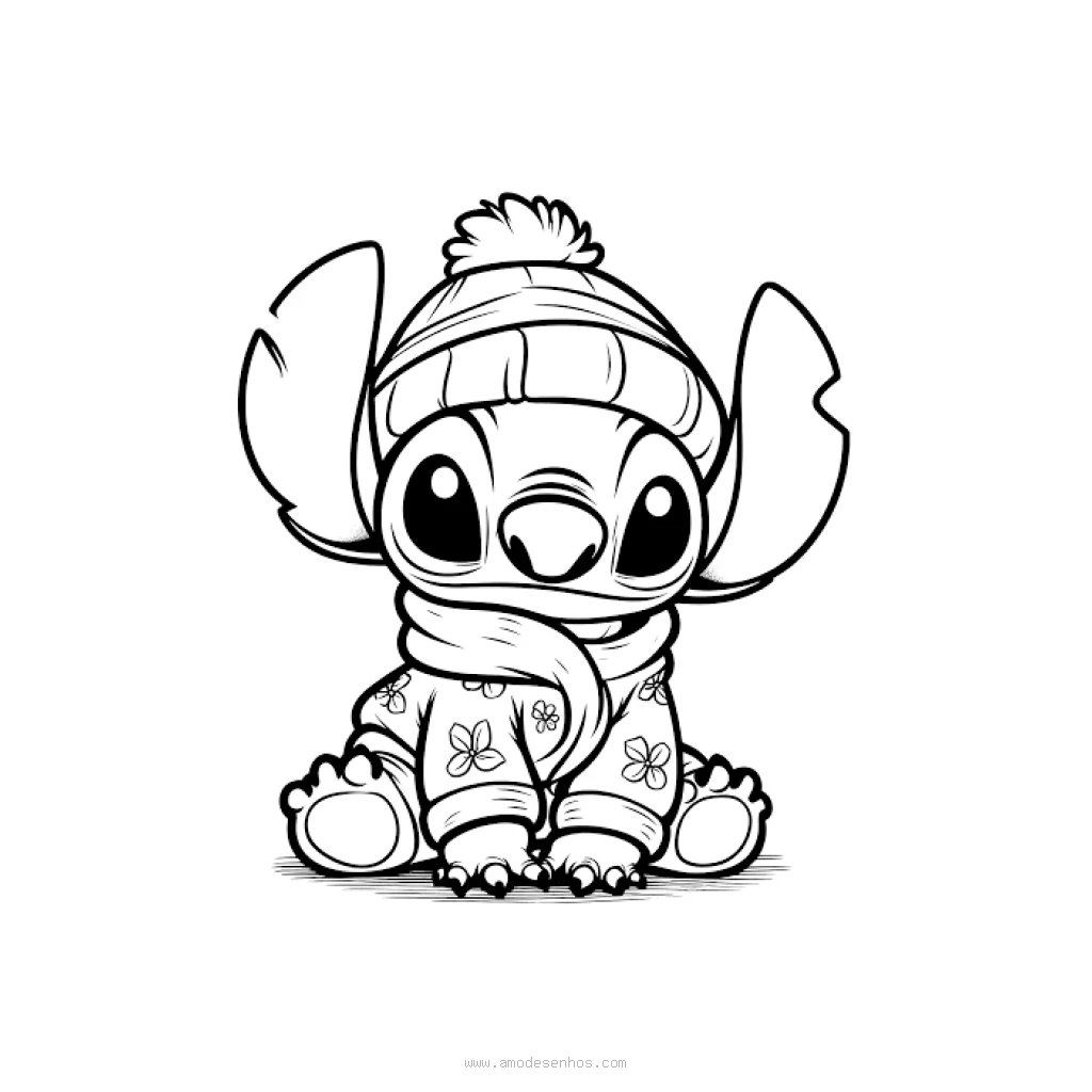 Stitch In A Stylish Sweater coloring page to print for free