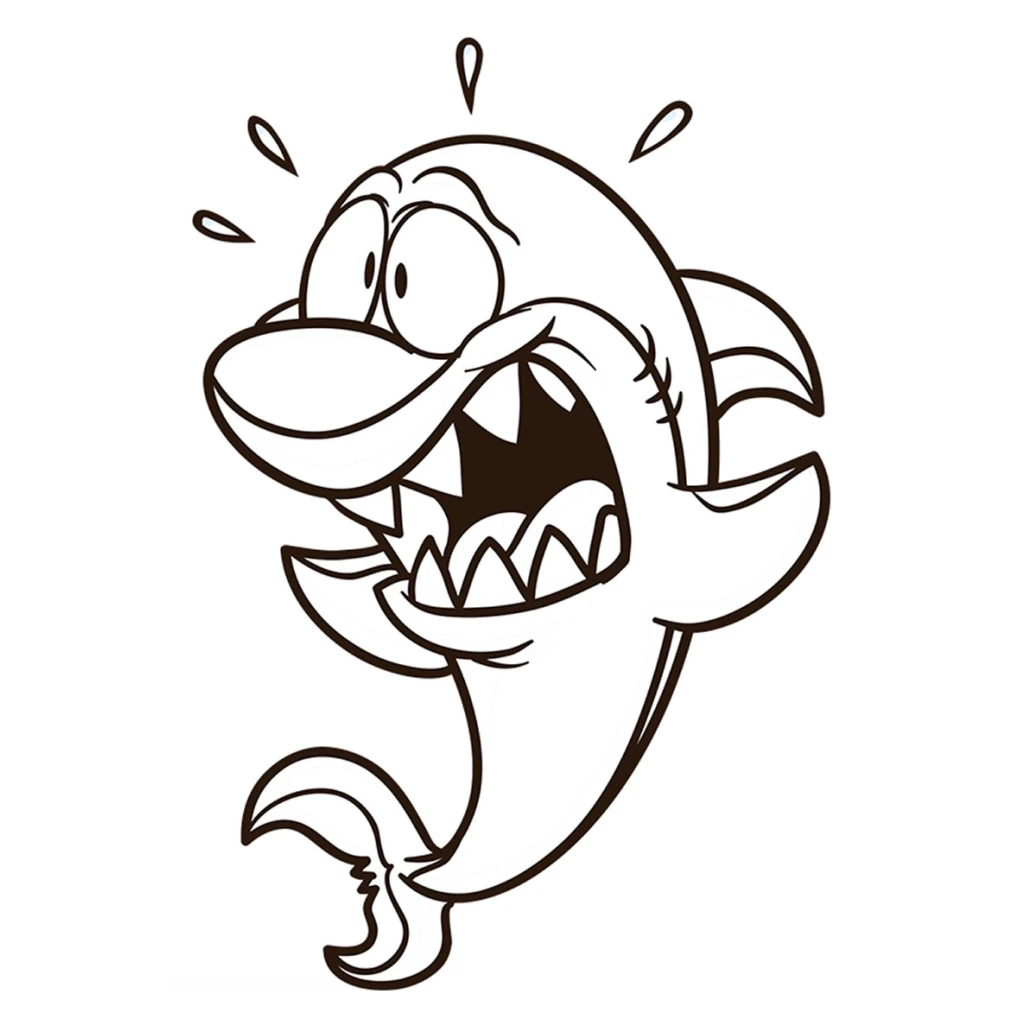 Scared Shark coloring page to print for free