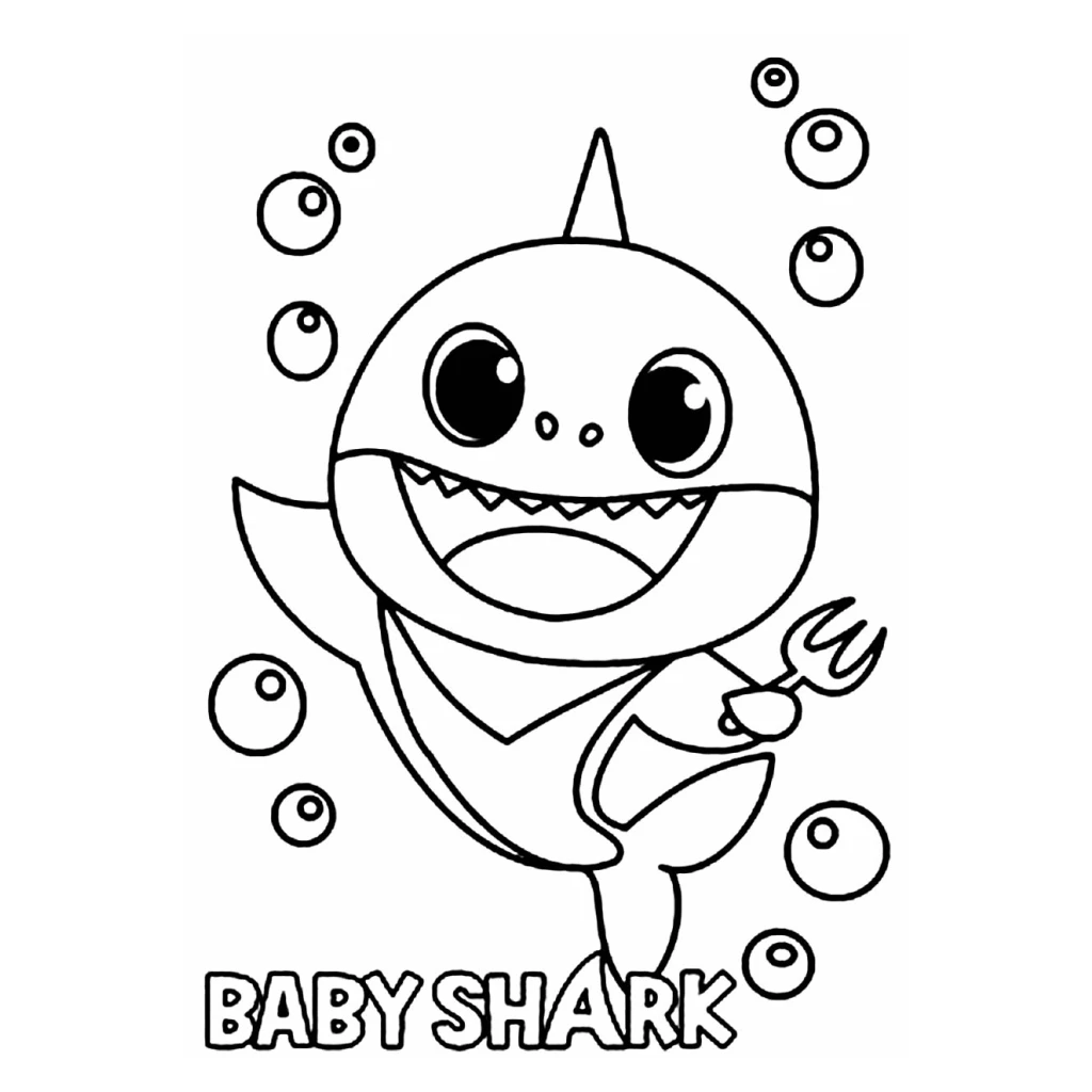 Baby Shark coloring page to print for free