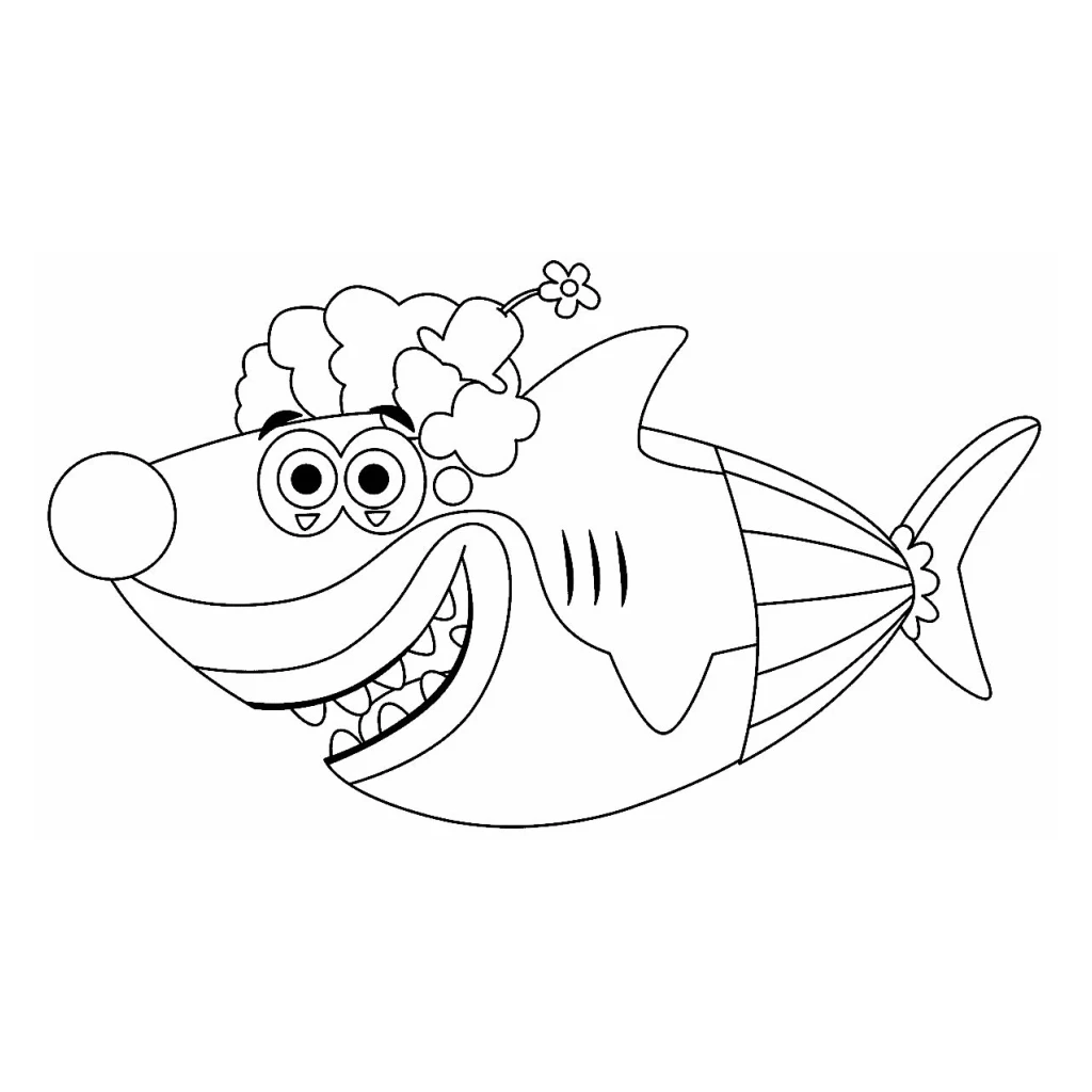 Fun Shark coloring page to print for free