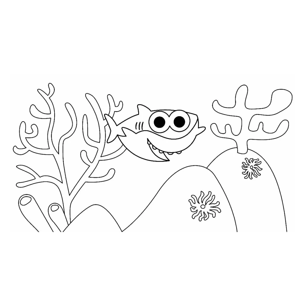 Dibujo de Tiburón Y Corales para colorear e imprimir gratis