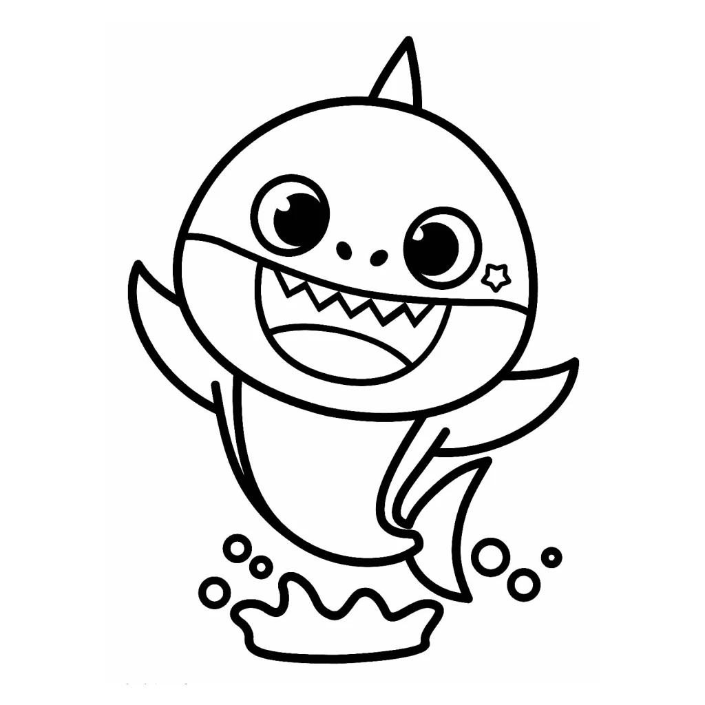 Desenho de Tubarão Feliz para colorir e imprimir grátis