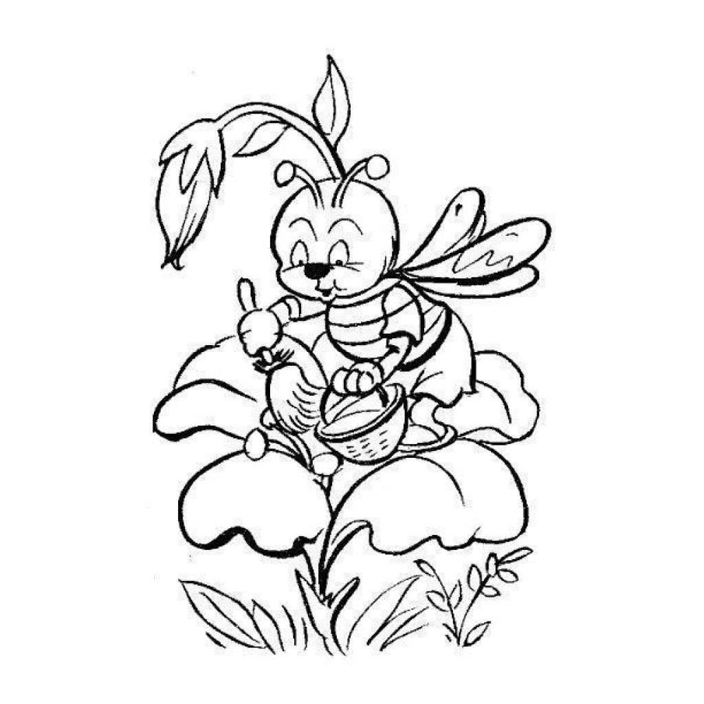 Desenho de Uma Abelha Feliz para colorir e imprimir grátis