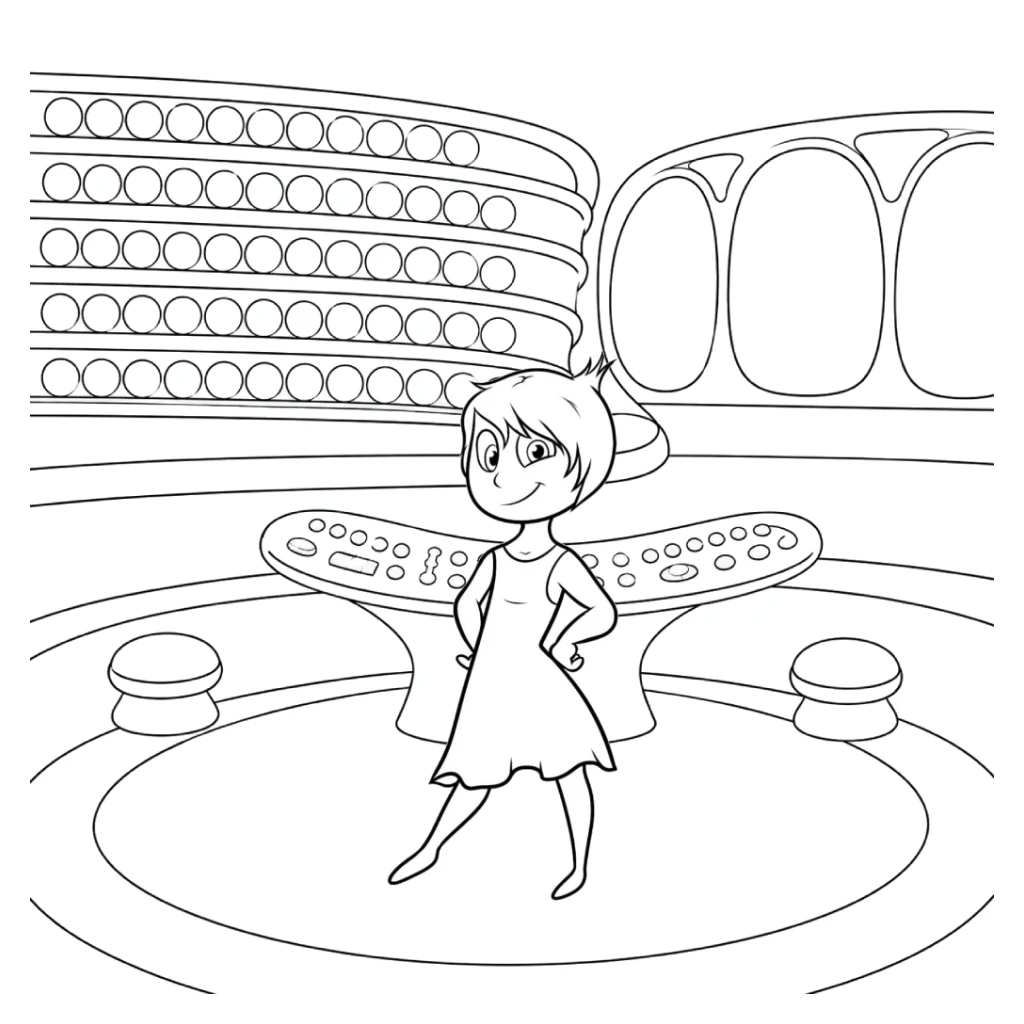 Joyfully in a control room coloring page to print for free