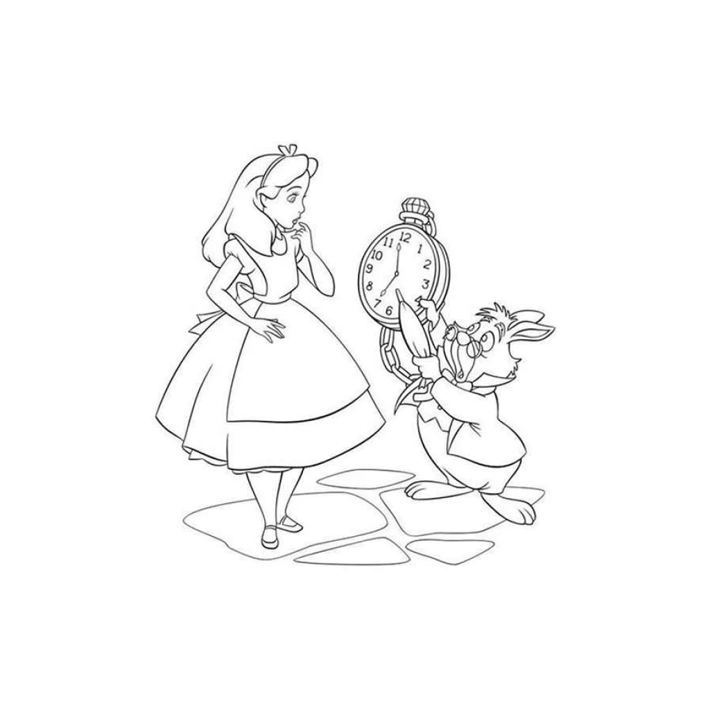 Desenho de Alice No País Das Maravilhas para colorir e imprimir grátis