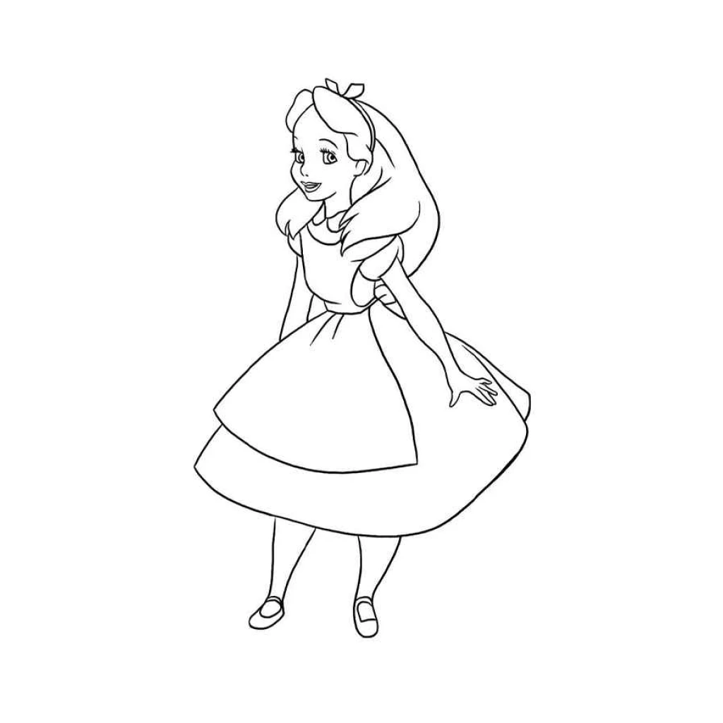 Desenho de Alice No País Das Maravilhas para colorir e imprimir grátis