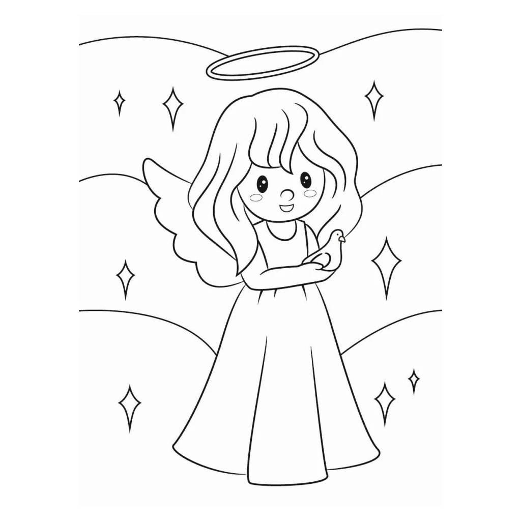 Angel coloring page to print for free