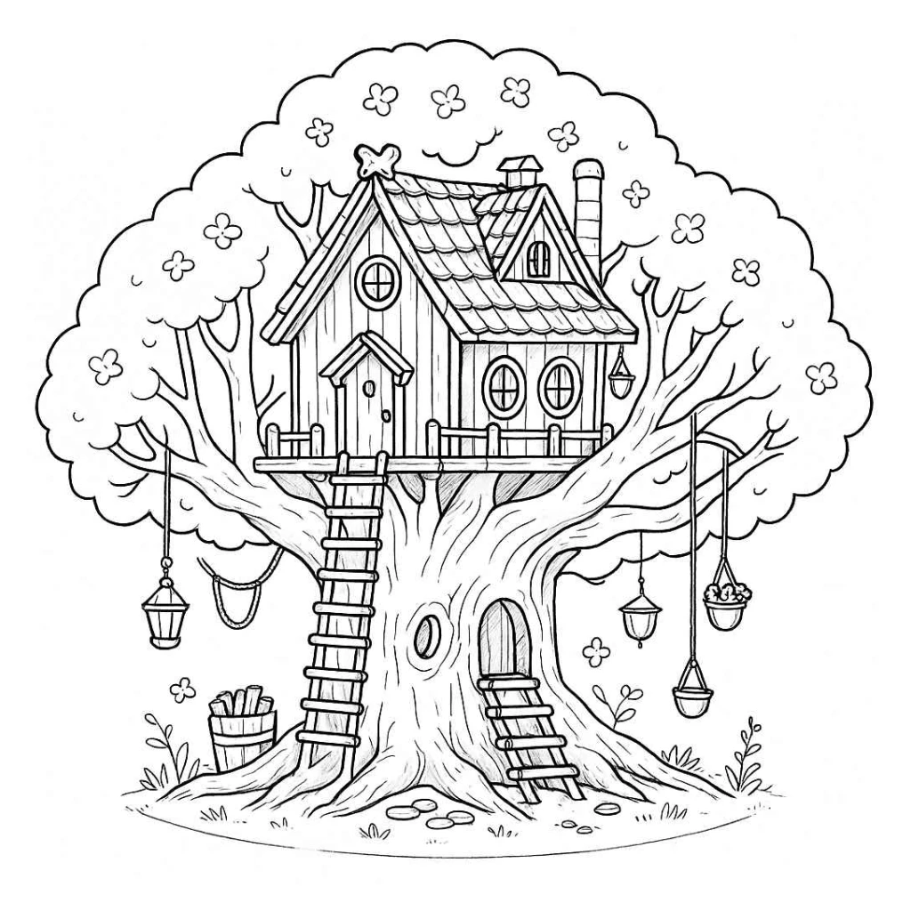 Desenho de Casa Na Árvore para colorir e imprimir grátis