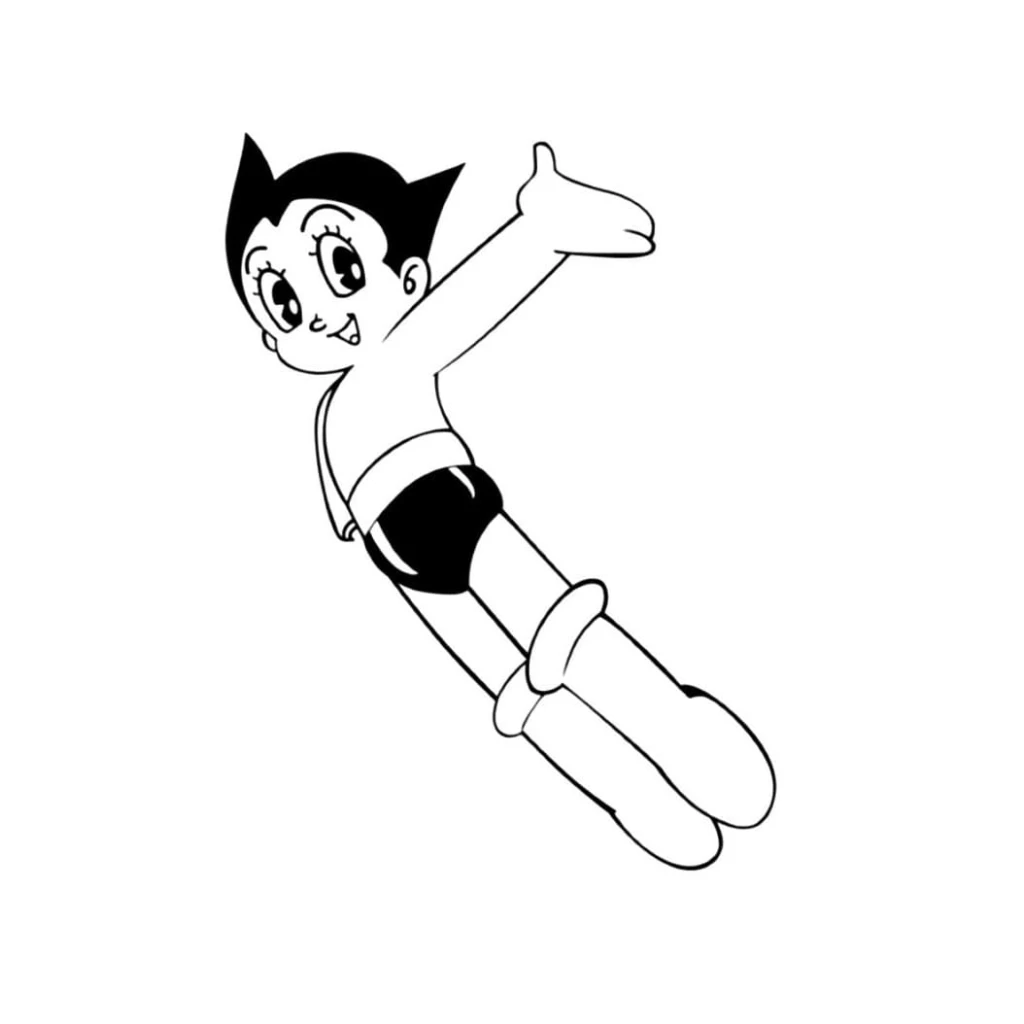 Happy Astro Boy coloring page to print for free