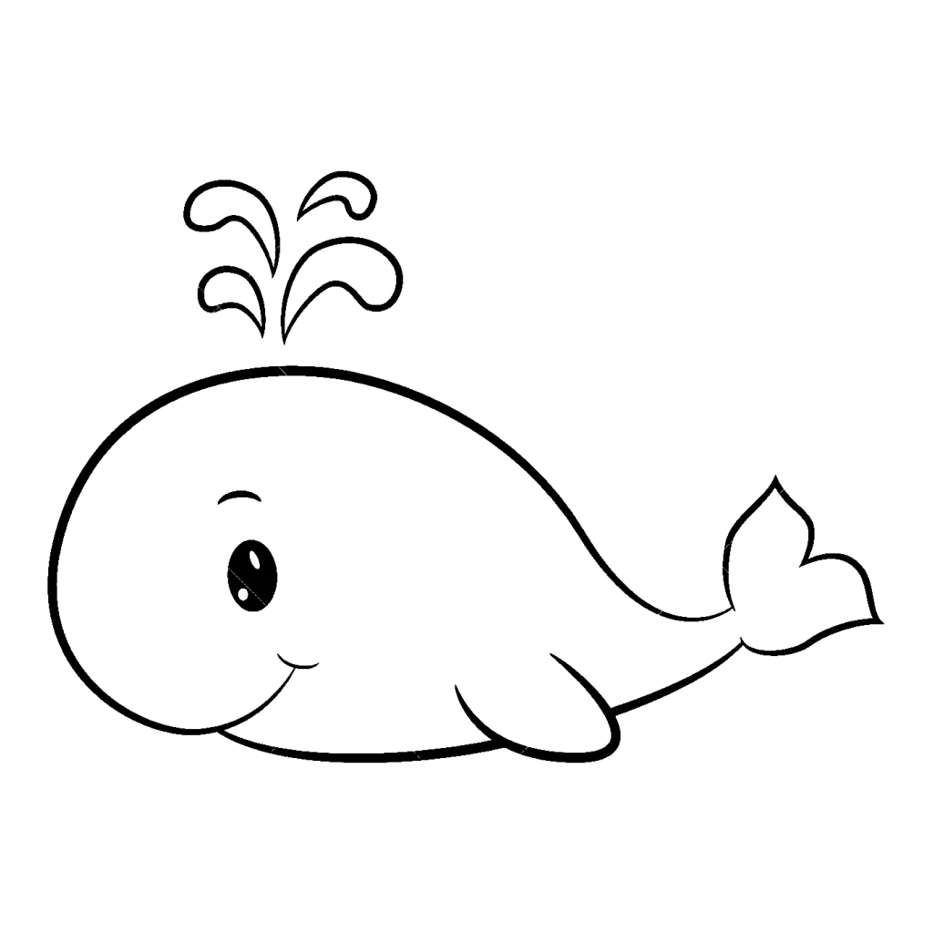 Happy Whale coloring page to print for free
