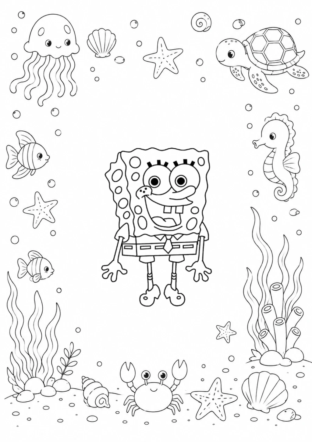 Desenho de Bob Esponja No Fundo Do Mar para colorir e imprimir grátis
