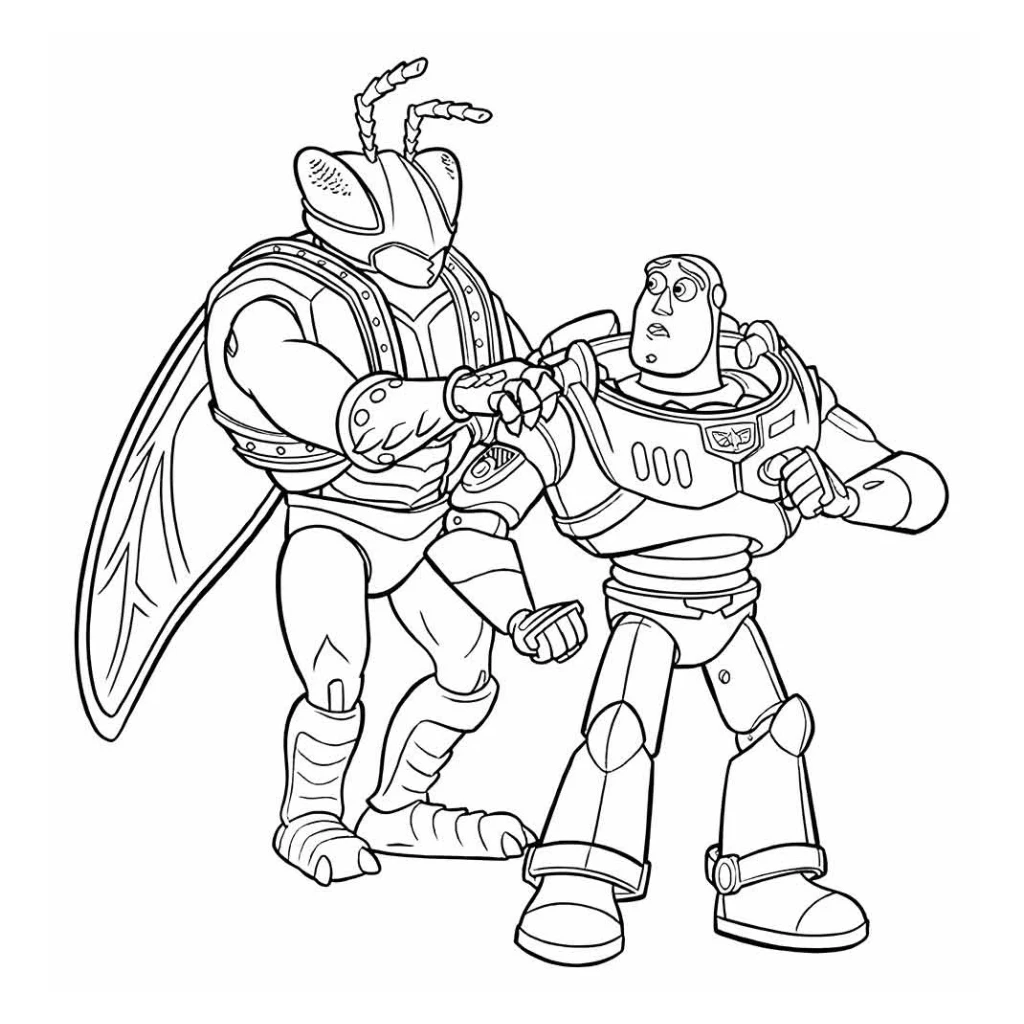 Desenho de Buzz Lightyear E Imperador Zurg para colorir e imprimir grátis