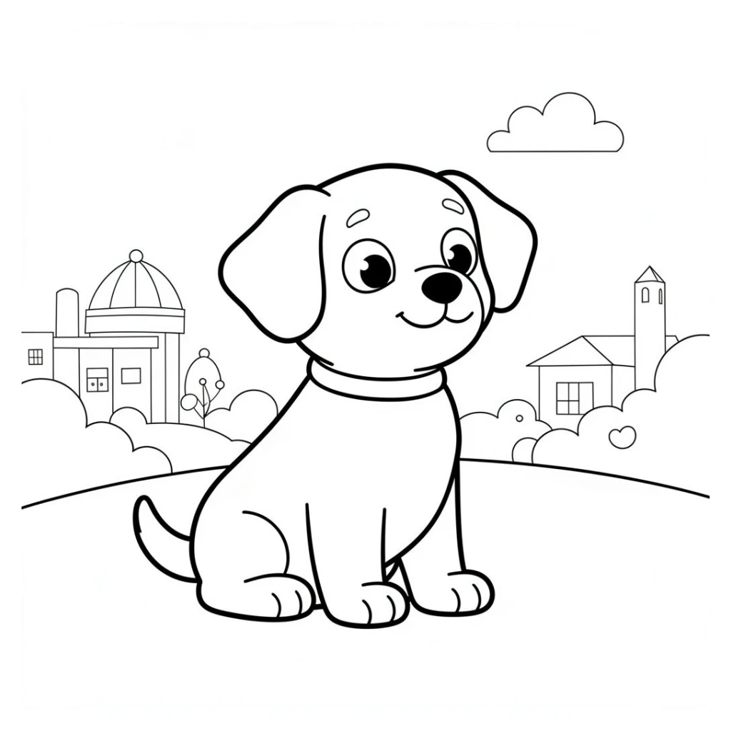 Simple Dog coloring page to print for free