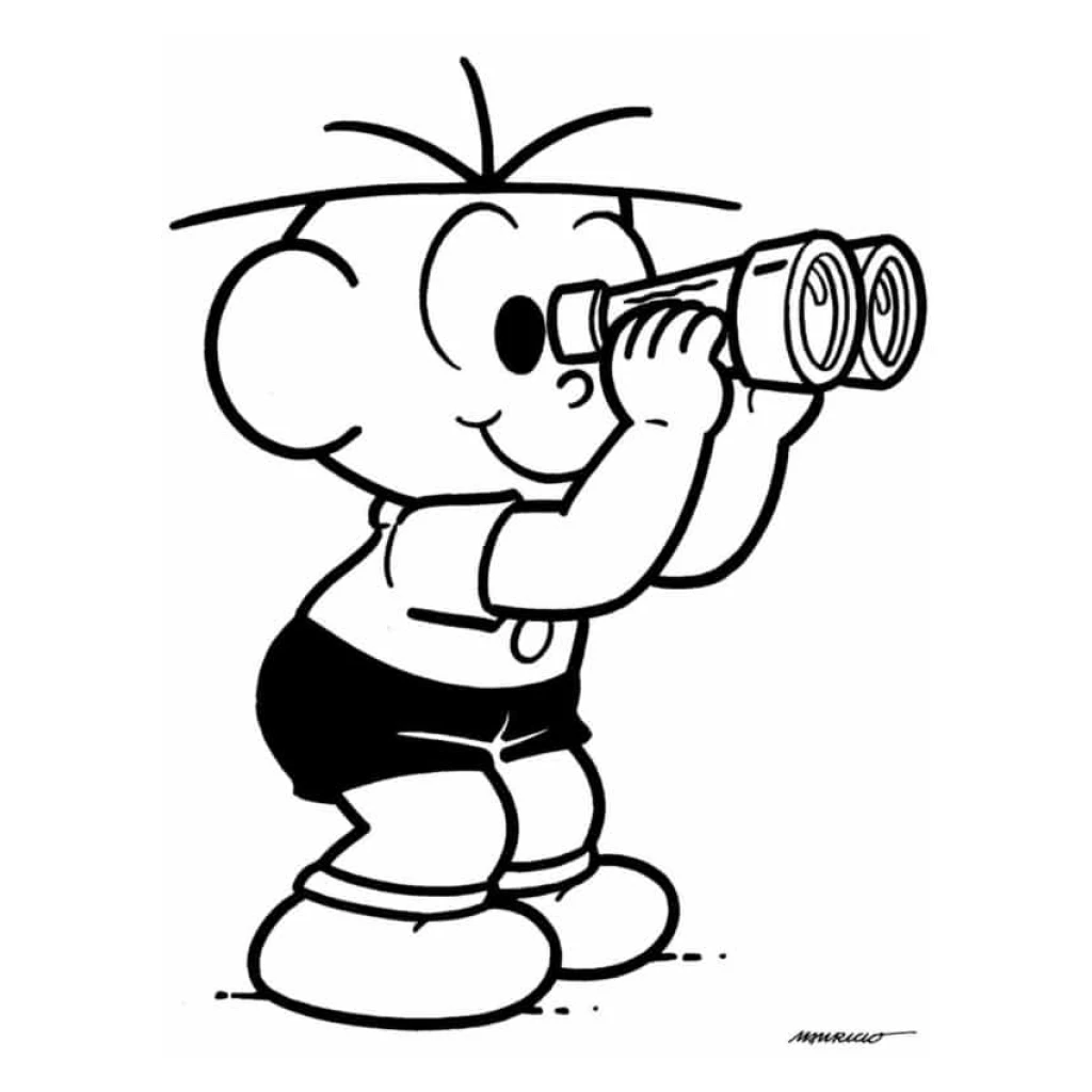 Cebolinha With Binoculars coloring page to print for free