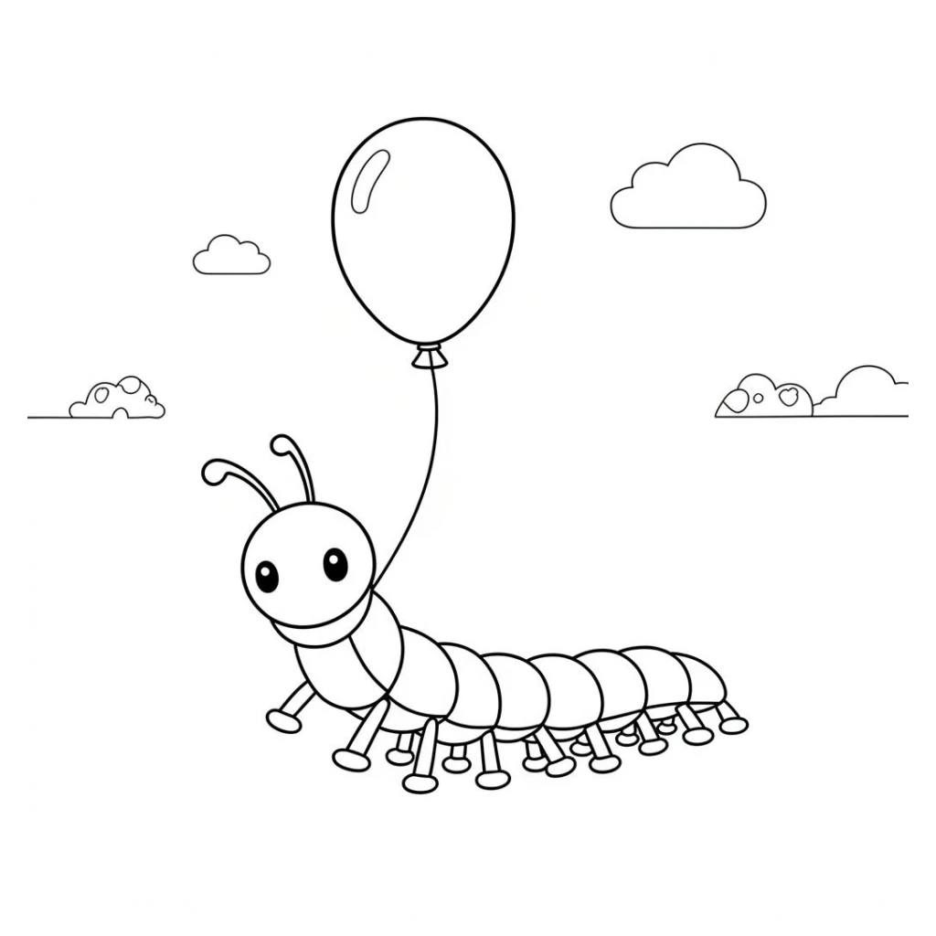 Desenho de Centopéia Com Balão Colorido para colorir e imprimir grátis
