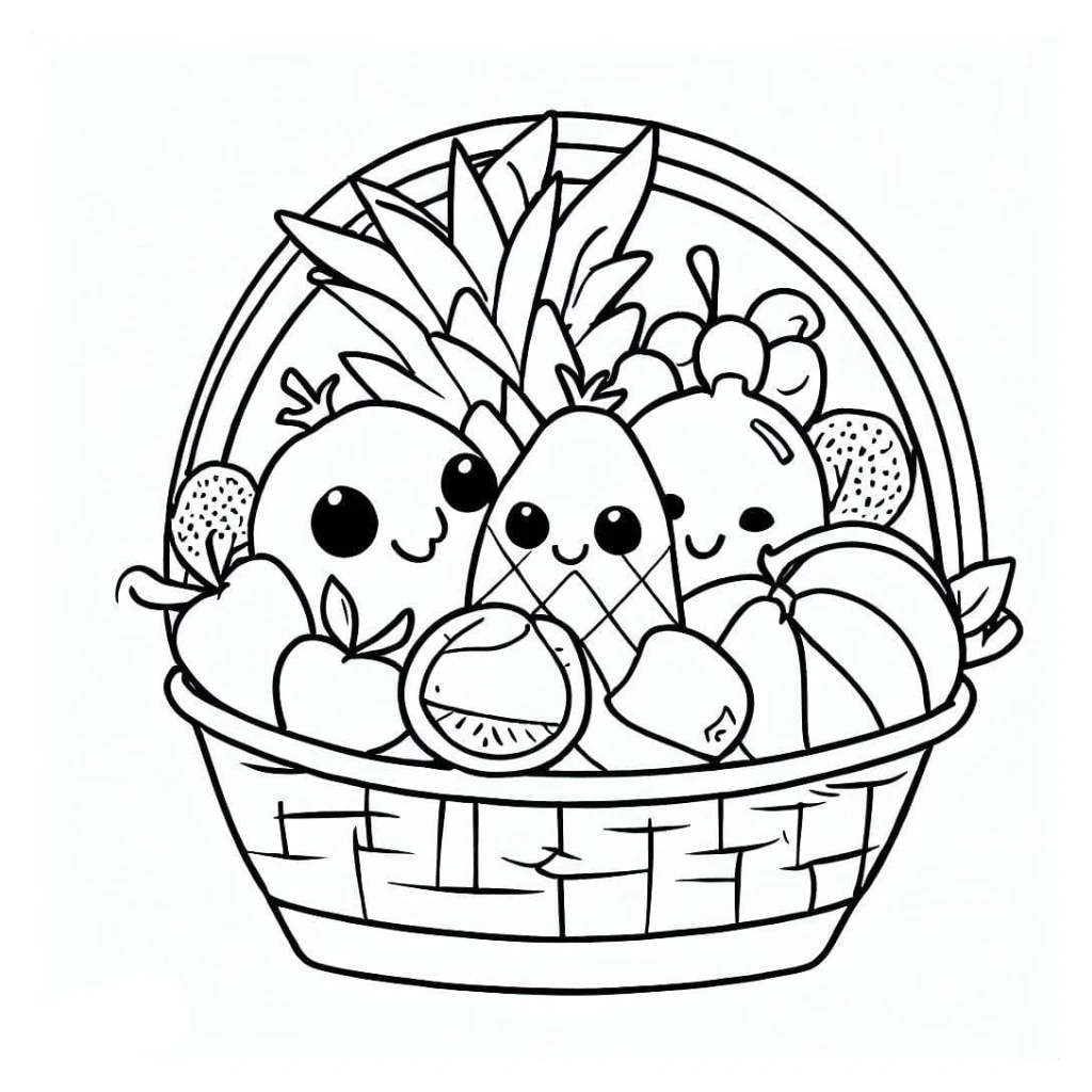 Desenho de Cesta De Frutas para colorir e imprimir grátis